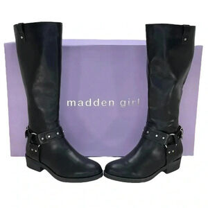 Madden Girl McKenzie Faux Leather Knee High Wide Calf Womens Boots Size 5M